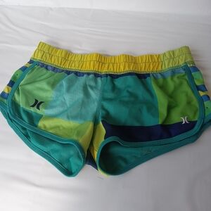 Hurley Athletic Shorts Green and Yellow Lightweight Design